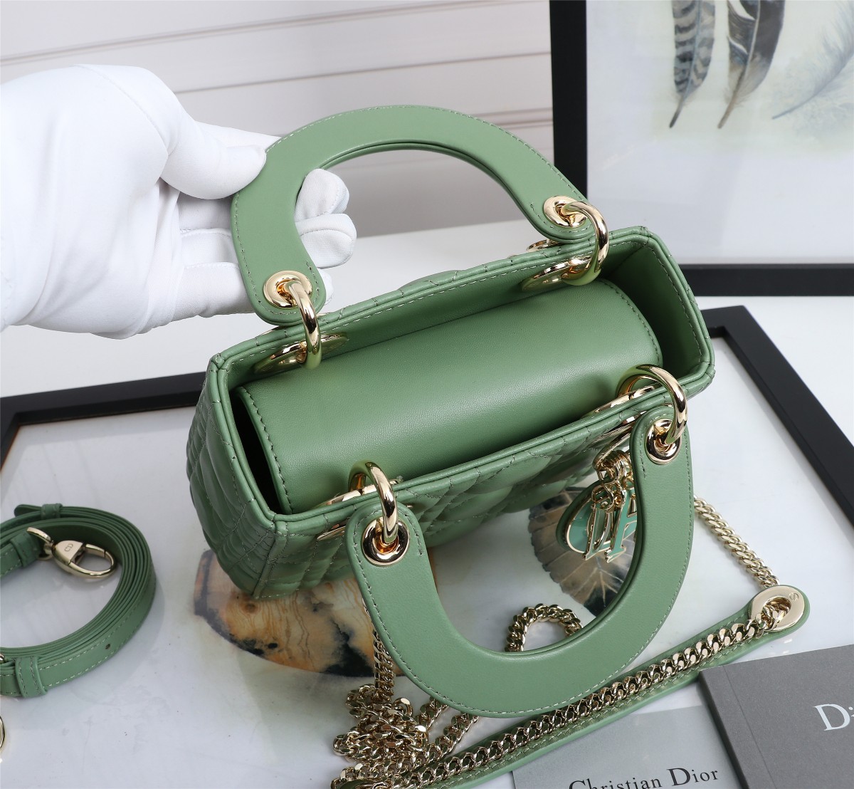 Mini Lady Dior Bag Green Cannage Lambskin